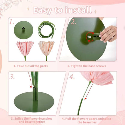 B-COOL Artificial Giant Flowers for Wedding Decoration: Pink Huge Flowers 5.58 ft Large Paper Flower Champagne Faux Floral for Reception Arrangements Photographic Props Party Background Decor
