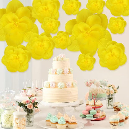 Giant Paper Flowers Artificial Large Paper Flower Decoration for Handcrafted Wall Backdrop Christmas Mexican Wedding Graduation Bridal Shower Birthday Party Supplies(Yellow,12 Pcs)