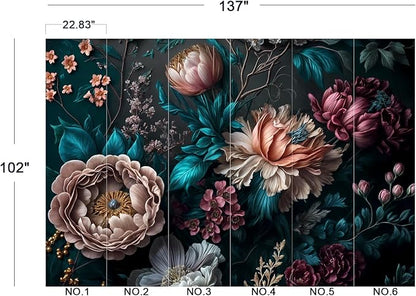 Cliouar-Peony Flowers Mural Wallpaper Peel and Stick 137" x 102"