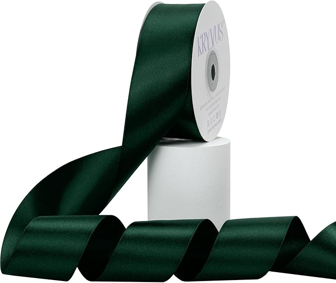 Hunter Green Satin Ribbon, Double Faced 2 Inch X 25 Yards Hunter Green Ribbon, Premium Satin Ribbon for Gift Wrapping, Crafts, Hair Bow Making, Sewing, Flower Bouquet, Wedding Party Decor