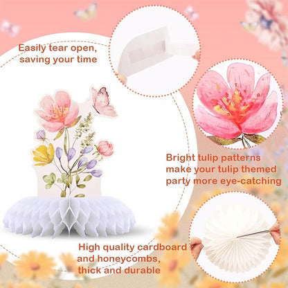 9 Pcs Wildflower Baby in Bloom Baby Shower Honeycomb Decoration Floral Flower Theme Honeycomb Table Centerpieces