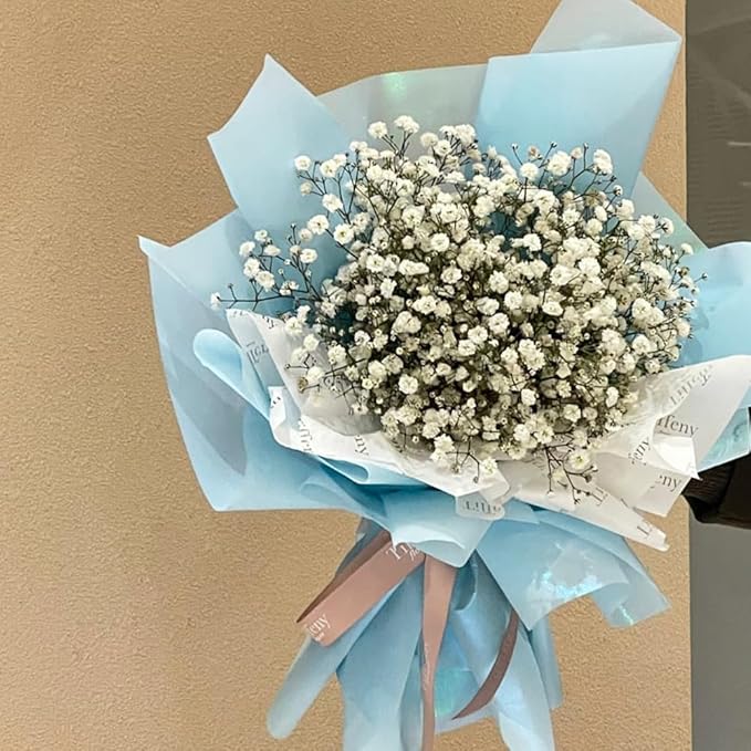 WRAPAHOLIC 20 Sheets Flower Wrapping Paper - 22.4 x 22.4 inch Pure Light Blue Water-Resistant Floral Bouquet Wrapping Paper, Florist Supplies Packaging for Wedding Birthday Gift DIY