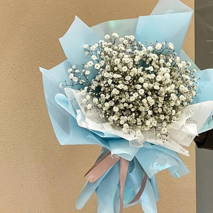 WRAPAHOLIC 20 Sheets Flower Wrapping Paper - 22.4 x 22.4 inch Pure Light Blue Water-Resistant Floral Bouquet Wrapping Paper, Florist Supplies Packaging for Wedding Birthday Gift DIY