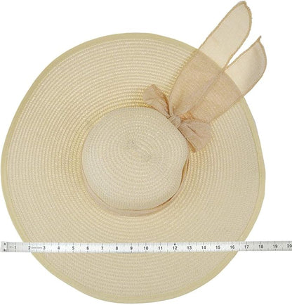 DRESHOW Beach Hats for Women Big Straw Wide Brim Summer Hat Floppy Foldable Roll up Cap Sun Hat UPF 50+
