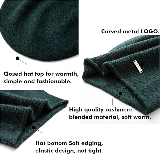 QUEENFUR Knit Slouchy Beanie Hats for Women Cashmere Ski Cap Knitted Wool Soft Warm Winter Hat