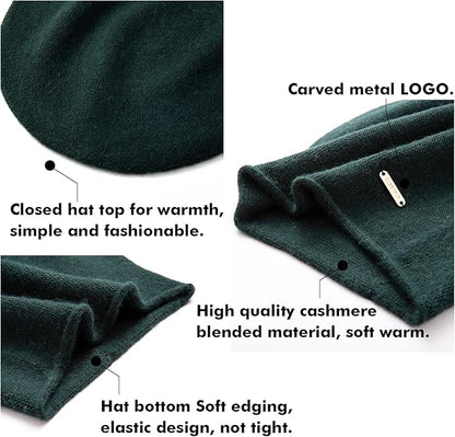 QUEENFUR Knit Slouchy Beanie Hats for Women Cashmere Ski Cap Knitted Wool Soft Warm Winter Hat