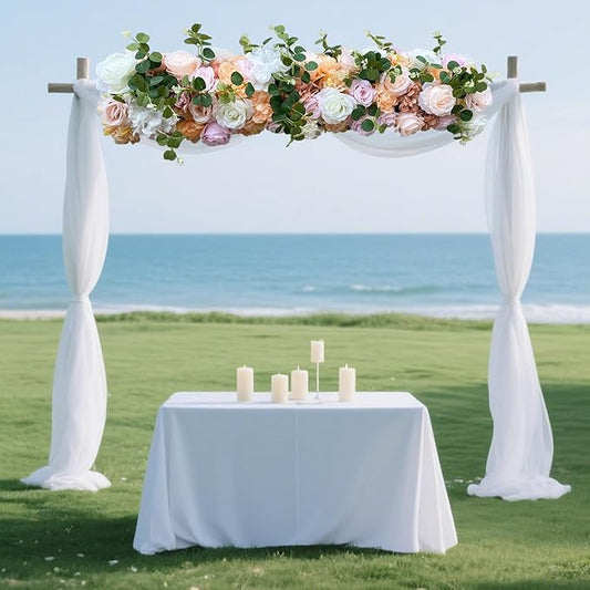 Artificial Silk Wall Flower, Wedding Arch Flower Garland Decorations, Artificial Faked Flowers Row, for Wedding Wall Backdrop Christmas Party Bridal Event Decor (Colorful,39.37 * 11.81 Inch)