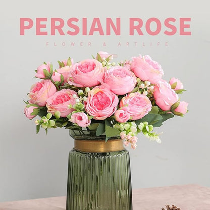ASTRYAS Pink Artificial Flowers, 3Pcs Peonies Artificial Flowers Fake Peony Bouquet for Decoration Faxus Peony Flowers Arrangements Table Centerpieces Wedding Bouquets for Party Home Decoration Indoor