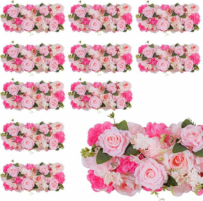 Flower Centerpieces for Tables - 10 Pack Wedding Arch Artificial Flowers Pink Arrangements Center Piece for Reception, Living Room, Kitchen, Dining Table Runner Decorations(20.5 * 9.4''/52 * 24cm)