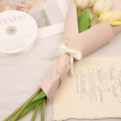 Cream Satin Ribbon, Double Faced 3/8 Inch X 50 Yards Cream Ribbon, Premium Satin Ribbon for Gift Wrapping, Crafts, Hair Bow Making, Sewing, Flower Bouquet, Wedding Party Decor