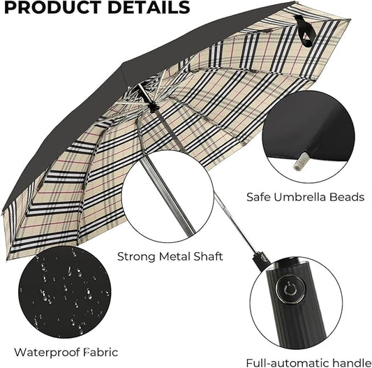Compact Inverted Travel Umbrella, Automatic Open Close, 9-Rib 46 Inch Windproof Umbrella, Waterproof UPF 50+, Portable Umbrellas for Men, Women, Travel, and Daily Use