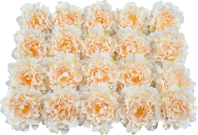 20pcs 5" Artificial Flower Peonies, Silk Peonies with 6" Stems, Flowers Suitable for Wedding Bouquets, Home Party Decoration (Nude)