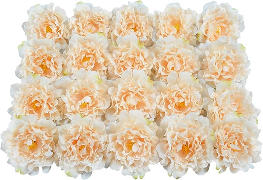 20pcs 5" Artificial Flower Peonies, Silk Peonies with 6" Stems, Flowers Suitable for Wedding Bouquets, Home Party Decoration (Nude)