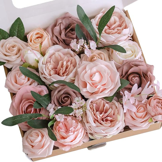 Lookein Artificial Flowers for DIY Wedding Decoration Bridal Bouquet Table Centerpieces Flower Garland Wreaths Aisle Arch Flower Decoration, Belle Blush