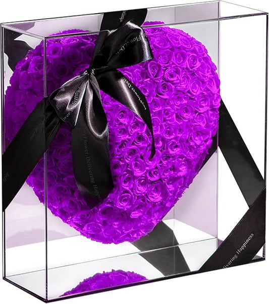 JoyFlower About 140pcs Preserved Roses Gift, Real Purple Eternal Roses for Mom, Long Lasting Forever Flowers with Gift Box for Women Girlfriend Wife Her in Valentines Mother's Day Birthday Anniversary
