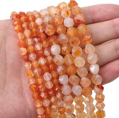 Faceted Natural Sunstone Stone Round Beads 8mm 36cm/Strand for Jewelry Making
