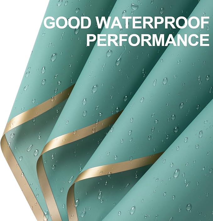 WRAPAHOLIC 20 Sheets Gold Trim Green Floral Wrapping Paper, 22.4 x 22.4 Inch, Water-Resistant, Multi-Purpose, Gift Giving, Celebrations