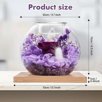 Christmas Birthday Gifts for Women Preserved Roses in Glass Dome with Scented - Romantic Preserved Flower for Women, Girlfriend, Wife, Mom, Grandma, Sister, Her-Purple