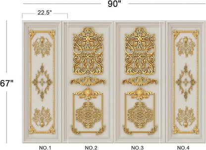 Eierme-Interior Walls with Golden Relief Patterns Mural Wallpaper Peel and Stick 90" x 67"