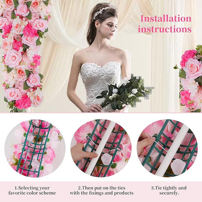 Flower Centerpieces for Tables - 10 Pack Wedding Arch Artificial Flowers Pink Arrangements Center Piece for Reception, Living Room, Kitchen, Dining Table Runner Decorations(20.5 * 9.4''/52 * 24cm)
