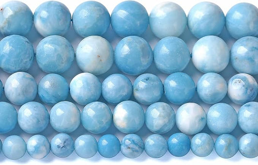 8MM 45PCS Natural Blue Larimar Gemstone Crystal Beads for Jewelry Making DIY Bracelet