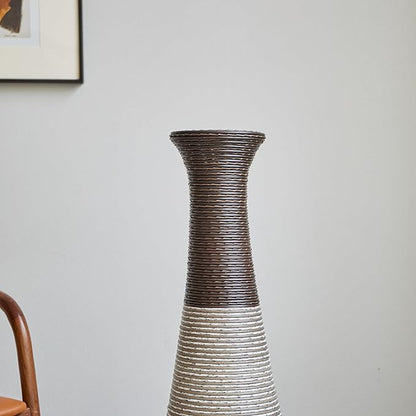 Large Hand-Woven Bamboo Floor Vase, Tall Home Decor Floor Vase for Fake Flower Dried, Flower Holder for Living Room, Bedroom, Dining Room, Entryway, Hallway