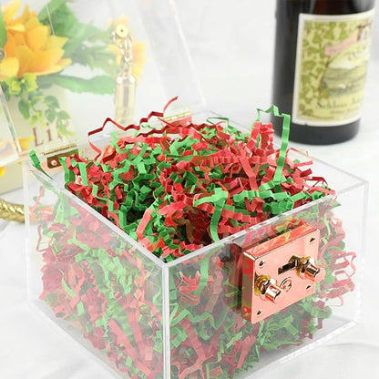 Uptotop 2 LB Crinkle Cut Paper Shred Filler for Gift Wrapping Basket Filling, Birthday, Christmas, Thanksgiving, Wedding, Mother's Day, Red and Green