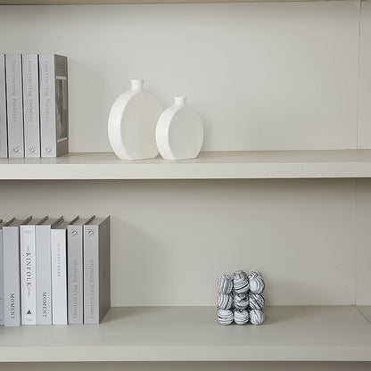 White Ceramic Vase Set of 2, Boho Vase for Decor, Matte Frosted Texture Finish,Modern Rustic Farmhouse Home Decor,Vases for Pampas Grass&Dried Flowers,idea Shelf,Table,Mantel,Entryway