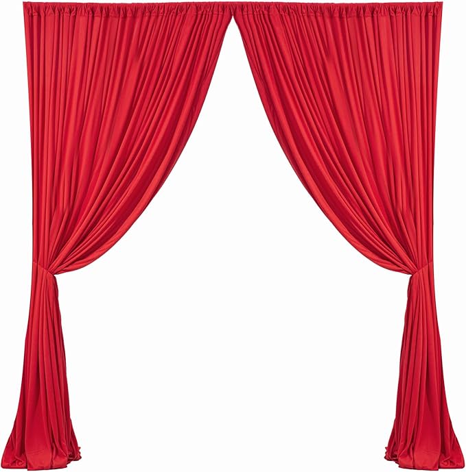 30x10ft Wrinkle Free Red Backdrop Curtain for Parties Soft Fabric Drapes Wedding Red Curtain Backdrop for Birthday Party Decorations Background for Photography 5x10ft, 6 Panels