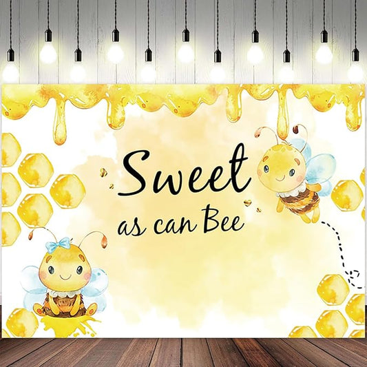15x10ft Baby Shower Backdrop Sweet as Can Bee Photography Background Honeycomb Honey Yellow Bumblebee Boys Girls Kids Birthday Party Banner Decorations Newborn Gender Reveal Photo Booth Prop