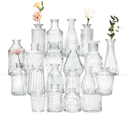Clear Glass Bud Vases Set of 20,Small Flower Vases for Wedding Centerpieces,Mini Bud Vases in Bulk Amber Glass Vase for Table Decoration,Home Decor