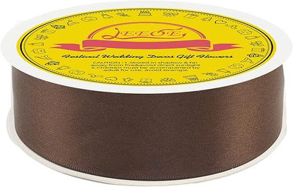 Double Face Brown Satin Ribbon 1-1/2 inch X50 Yards Polyester Brown Ribbon for Gift Wrapping Very Suitable for Weddings Party Invitation Decorations and More