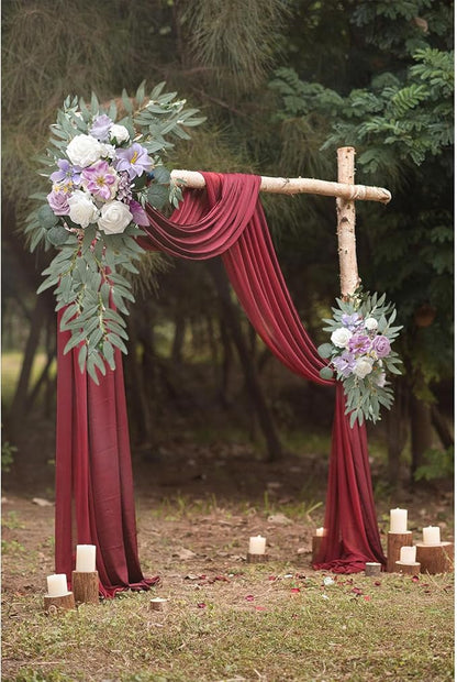 Purple Wedding Arch Flowers, Faux Flower Swag Set of 2, Purple Floral Swag for Wedding Arch Welcome Signs, Reception Ceremony Signs Decor