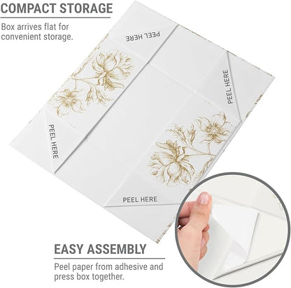 Luxury Keepsake Gift Box | Gold Floral Decorative Boxes with Magnetic Lids for Presents, Wedding Memory Box, and Bridal Gifts. 13.5" x 9" x 4.3"