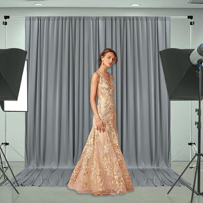 10 x 10 Feet Grey Backdrop Curtain for Partie, Background Curtains for Photoshoot, Birthday, Wedding, Halloween, Thanksgiving, Christmas Day, New Year Party Decorations 5Ft x 10Ft, 2 Panels