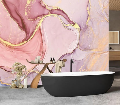 Eierme-Pink Gold Marble Swirl Abstract Background Mural Wallpaper Peel and Stick 160" x 114"
