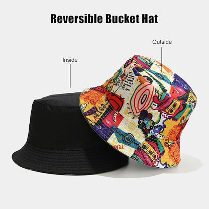 Bucket Hat for Women Men, Cotton Reversible Double Side Wear Sun Hats Beach Fisherman Hat