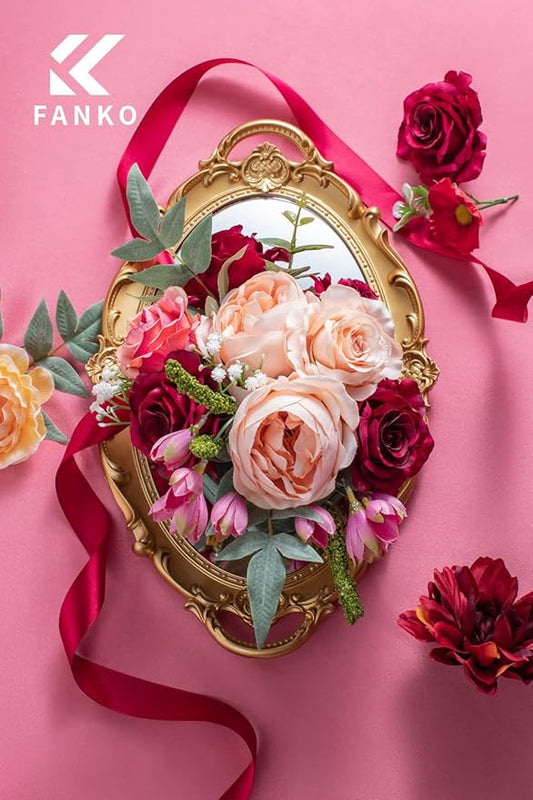FANKO Rose Artificial Flowers Combo for DIY, Fake Red Rose Silk Flowers Greenery, Faux Flowers for Wedding Bridal Bouquet, Baby Shower, Table Centerpieces, Floral Arrangement, Party Home Decoration