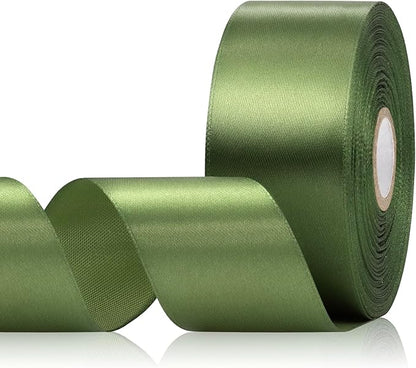 30 Yards Olive Green Ribbon 1-1/2 Inch, Olive Green Satin Ribbon for Gift Wrapping, Flower Bouquet, Crafts, Baby Shower, Christmas, Wedding and Bow Making