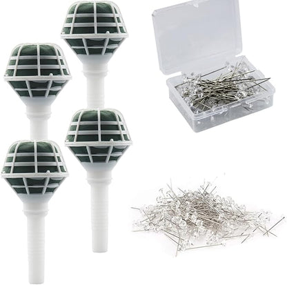 Arlai Box of 4 Bride Wedding Flower Bouquet Holder Foam Floral Handle Bouquet Holder Large for Bride Faux Flowers, Handheld Flowers Decoration with 100 Pieces Flower Bouquet Pins