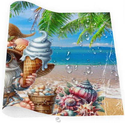 PVC Placemats Set of 4 Summer Gnomes Cute Wipeable Table Mats Washable Heat Resistant Non Slip Vinyl Dining Table Mat for Kithen Indoor Outdoor Patio Farmhouse Place Mats Decorative