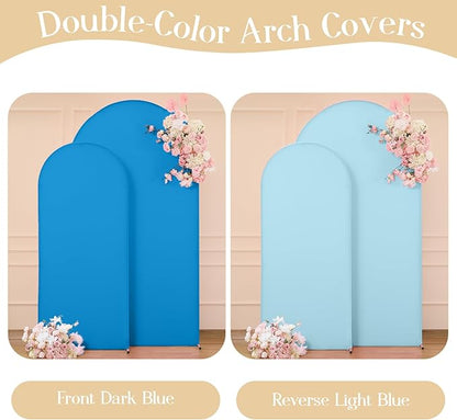 Blue Arch Backdrop Cover Set of 2 Baby Blue Arch Cover 7.2 and 6ft Wedding Arch Cover Stretchy Backdrop Bridal Baby Shower Birthday Party Arches Stand Covers Spandex