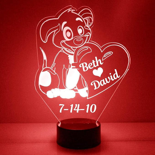 Custom Love & Heart LED Sign Night Light Lamp with Remote, Light Up Display with Personalized Name or Image, Customized and Made in The USA, Clear Acrylic Home Decor Design with 16 Colors, 4 Modes