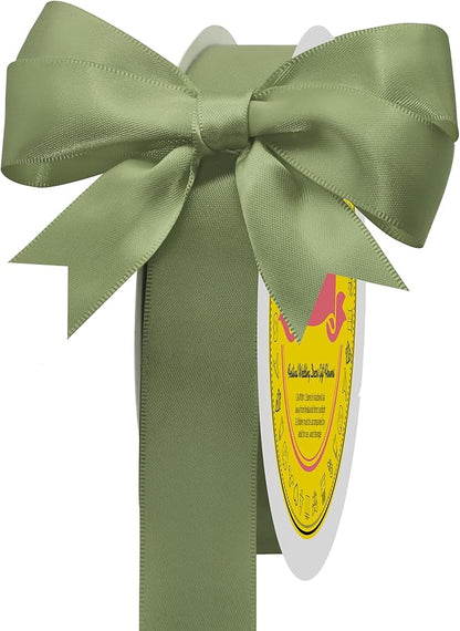 Spring Moss Double Face Satin Ribbon 1 inch X 50 Yards Spool Bright Colors Very Suitable for Weddings Gift Package Wrapping Dancer Wand Sewing Party Hair Bow Invitation Decorations and More