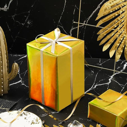 LeZakaa Gold Wrapping Paper Roll, Holographic Iridescent Wrapping Paper for Birthday, Chritsmas, Wedding, Holiday, Large Roll, 30 inches x 32.8 Feet (92.9 sq.ft.)