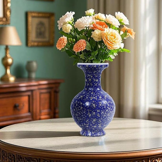 3D Puzzle Vase for Adults, 200 Curved Pieces DIY LED Vase, Unique Craft Kit for Home Decoration, Creative Hobby Gift for Women, Ideal Housewarming & Birthday Gifts (Navy Gold Blossom)