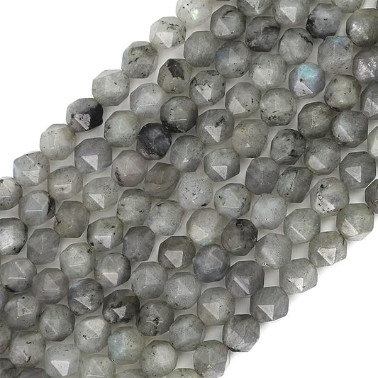 Faceted Natural Spectrolite Stone Round Beads 6mm 36cm/Strand for Jewelry Making