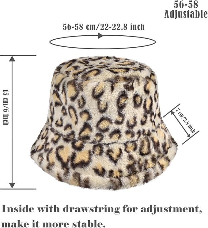 Winter Soft Faux Fur Plush Bucket Hat, Lovely Fisherman Cap, Fashion Outdoor Thick Warm Sun Cap for Women