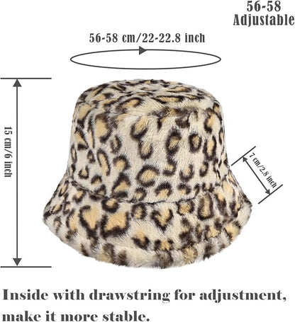 Winter Soft Faux Fur Plush Bucket Hat, Lovely Fisherman Cap, Fashion Outdoor Thick Warm Sun Cap for Women