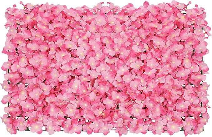 Flower Wall Panels, 20Pcs Artificial Flower Wall 3D Flower Wall Backdrop, 20-Piece Set of Pink Rose Floral Backdrop for Wedding Home Decoration (Pink, 23.6 * 15.7in)